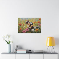 Chipmunk and Wildflowers Canvas Wall Art 30 by 20 Inch