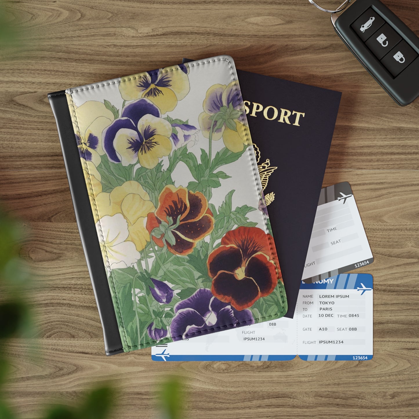Pansies Passport Cover Travel ID Holder Flower Art Handbag & Wallet Accessories