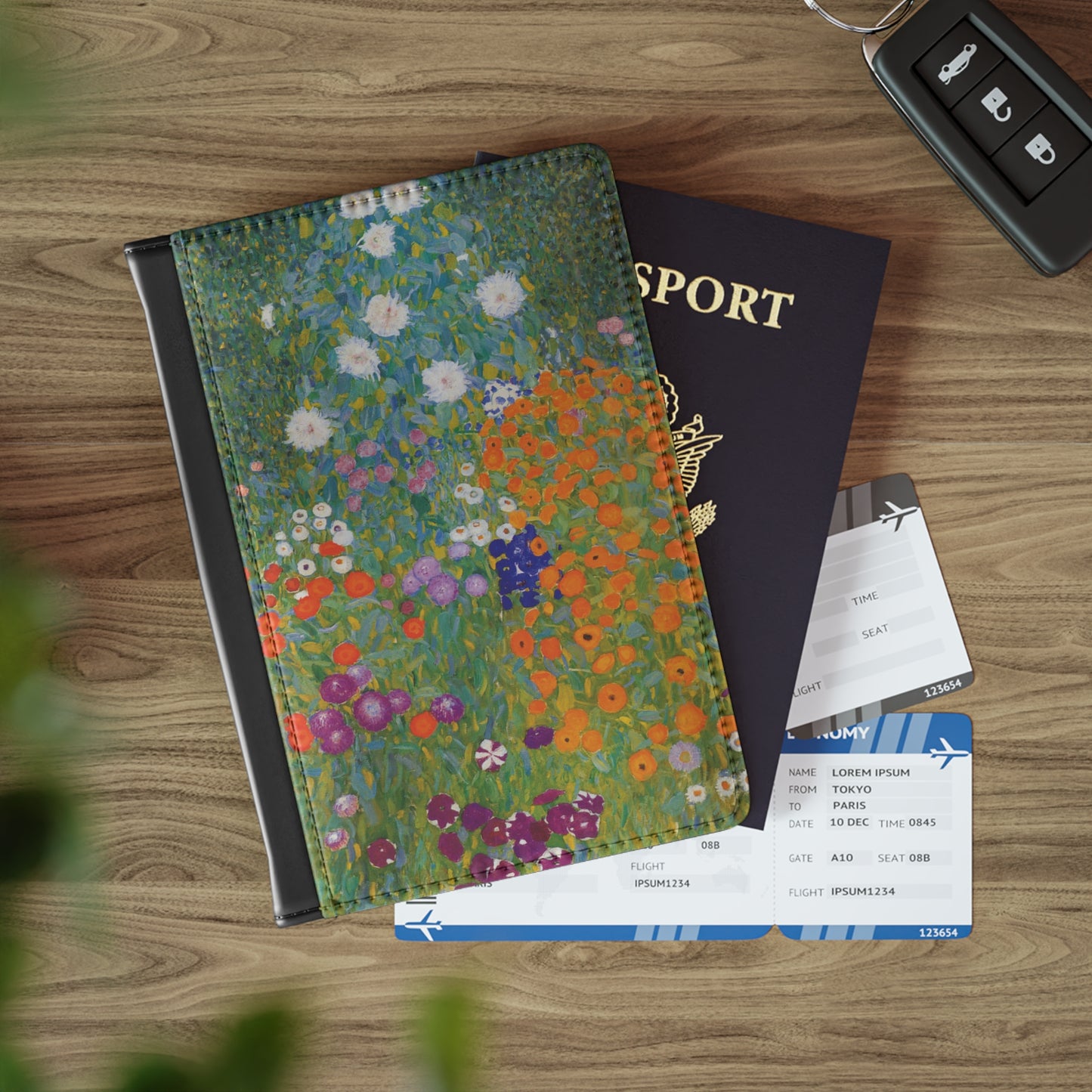 Flower Garden Passport Cover Travel ID Holder Gustav Klimt Art Handbag & Wallet Accessories