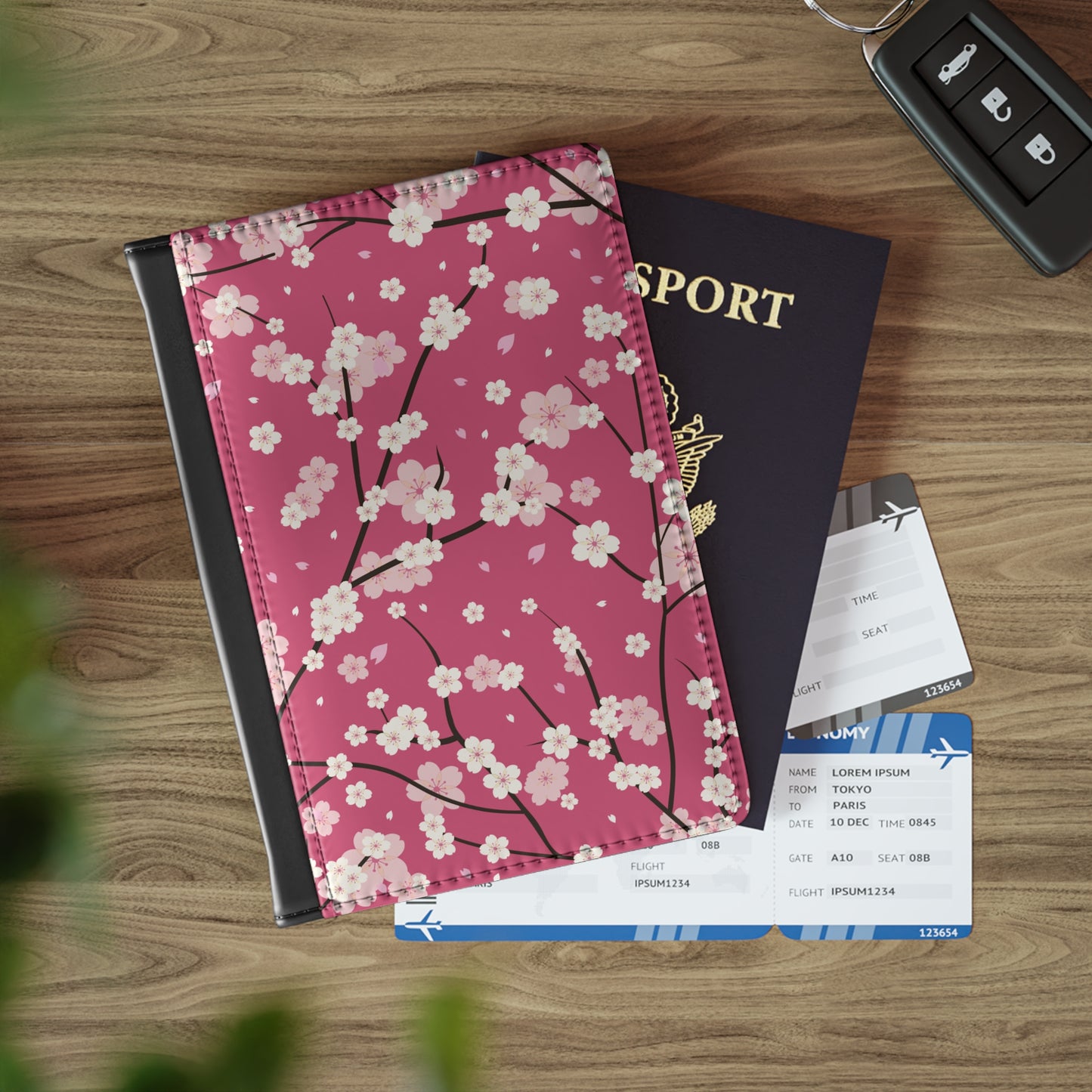 Cherry Blossoms Passport Cover Travel ID Holder Handbag & Wallet Accessories