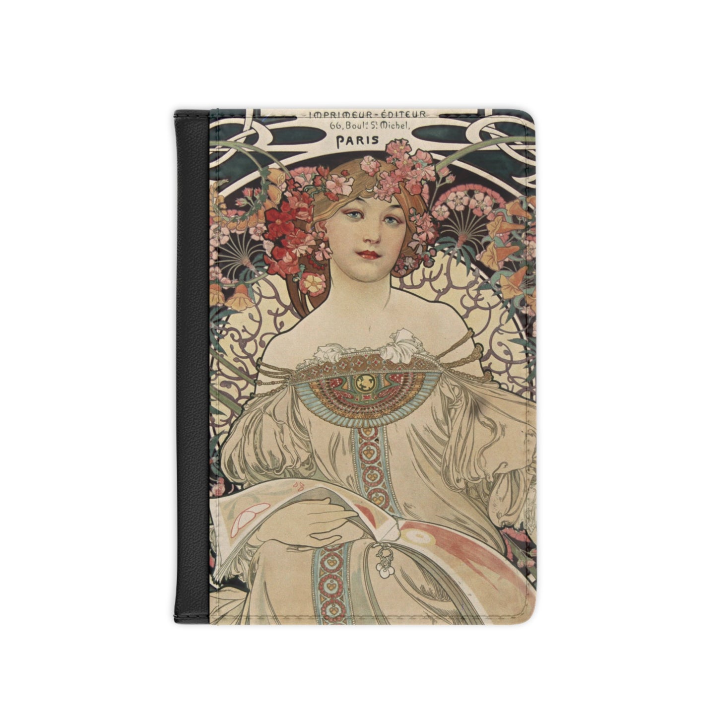 Art Nouveau Passport Cover Travel ID Holder Alphonse Mucha Handbag & Wallet Accessories