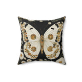 Moth Butterfly Throw Pillow Faux Suede 16x16 Inches