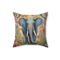Elephant Throw Pillow Faux Suede 16x16 Inches Art Nouveau Decor