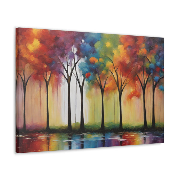 Rainbow Trees Canvas 30 by 20 Inch Wall Art