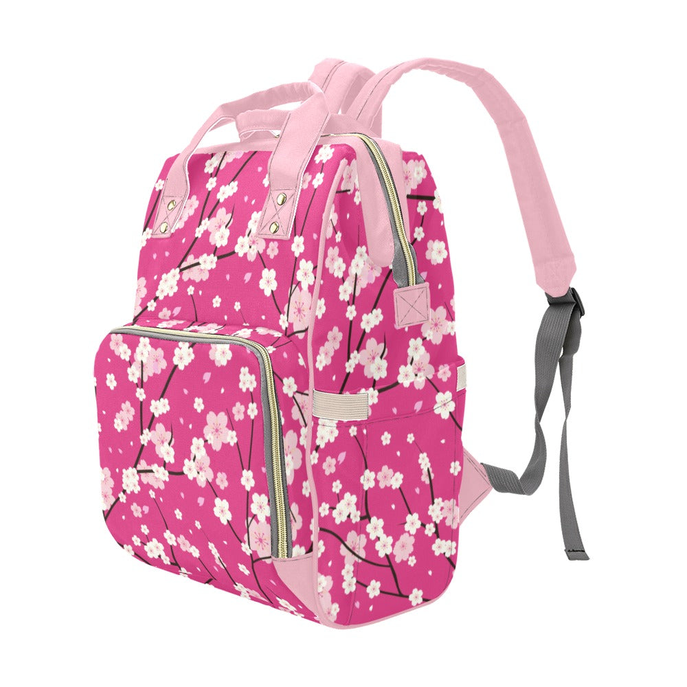 Cherry Blossoms Multi-Function Diaper Backpack Diaper Bag Diaper Backpack (1688)