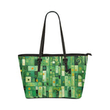 Shoulder Tote Bag Green Modern Art 17.5" x 11" PU Leather Carry On