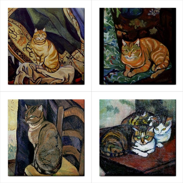 Cats Suzanne Valadon Ceramic Tile Art Set Of 4 Decorative Backsplash Tiles