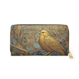 Golden Bird Art Nouveau Wallet Faux Leather Zipper