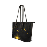 Stars Sun Moon Shoulder Tote Bag 17.5" x 11" PU Leather