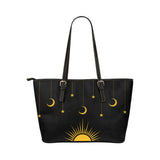 Stars Sun Moon Shoulder Tote Bag 17.5" x 11" PU Leather