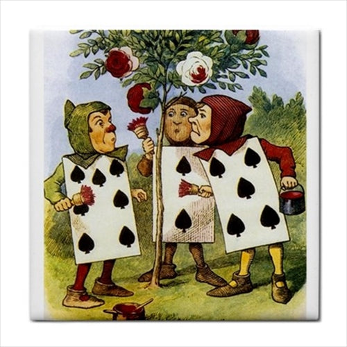 Alice In Wonderland Queen Of Hearts Cards Color Art Ceramic Tile