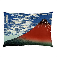 Red Mount Fuji Hokusai Japanese Art Pillow Case