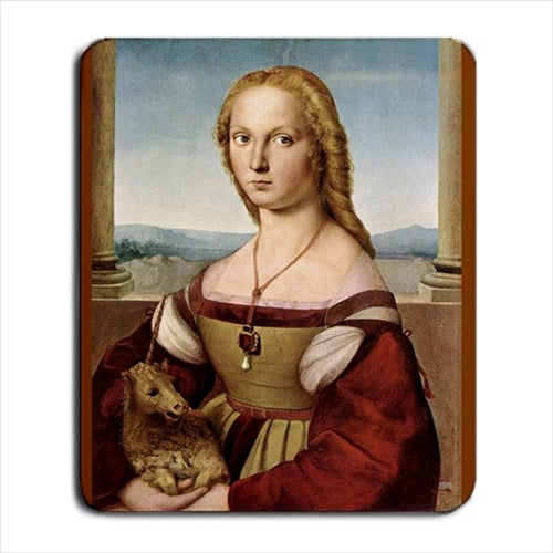 Portrait Of A Lady With A Unicorn Raphael Art Computer Mat Mouse Pad