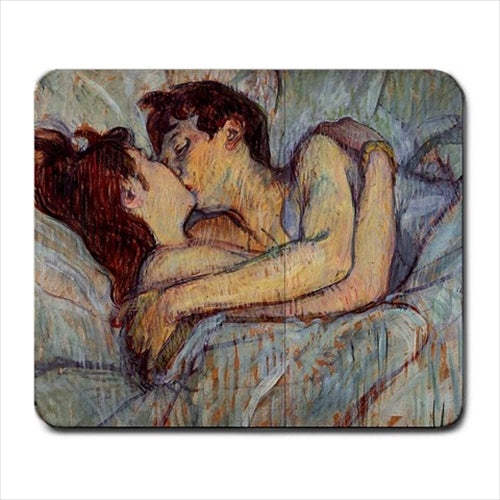 In Bed, The Kiss Toulouse Lautrec Art Computer Mat Mouse Pad