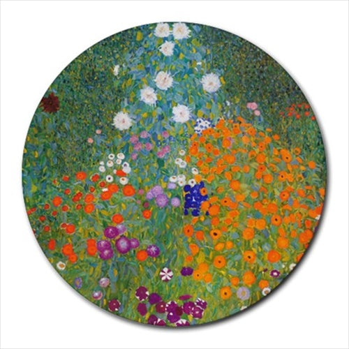 Flower Garden Gustav Klimt Art Round Computer Mouse Pad