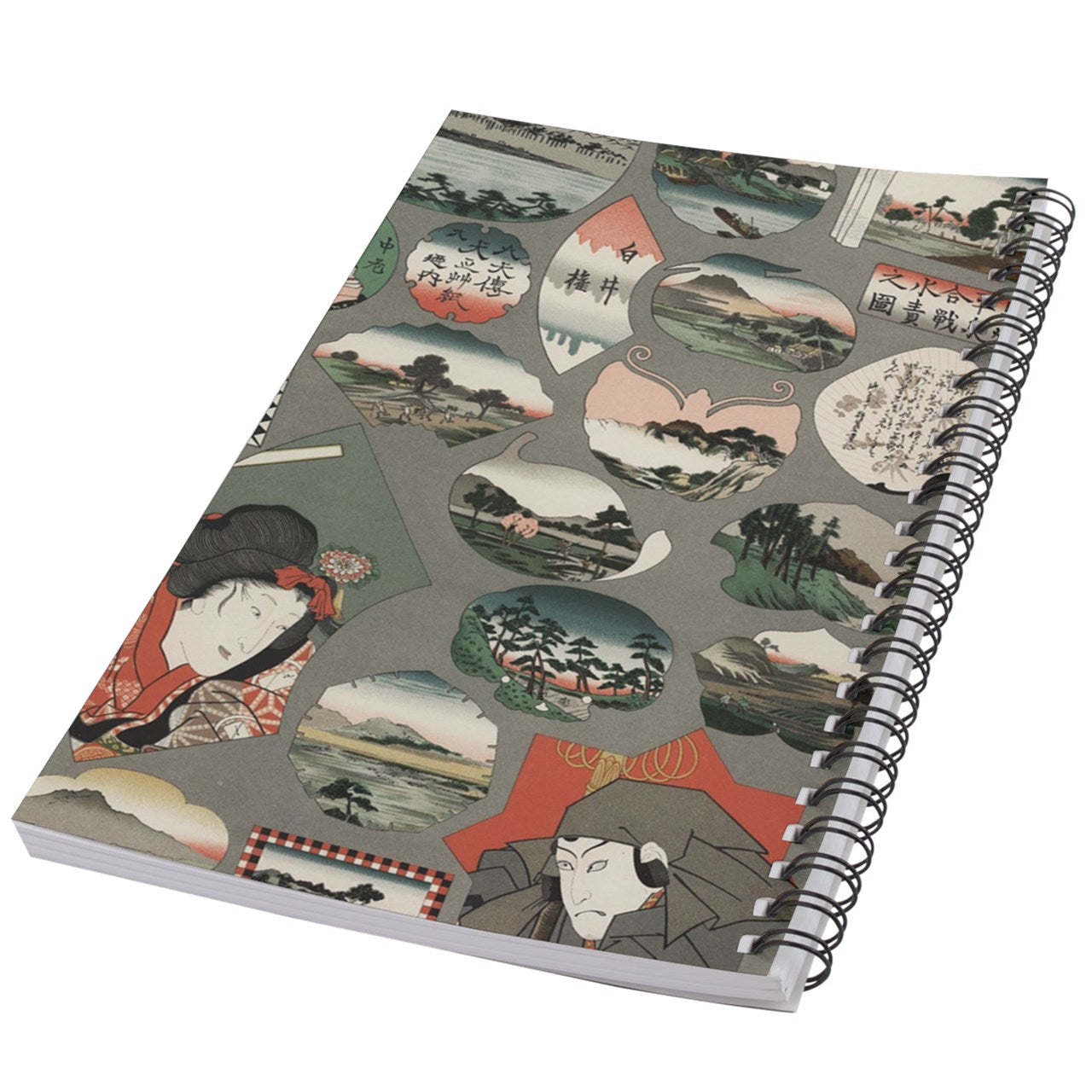 Japan Imagery Japanese Symbols Albert Racinet Art 50 Page Lined Spiral Notebook Notebook