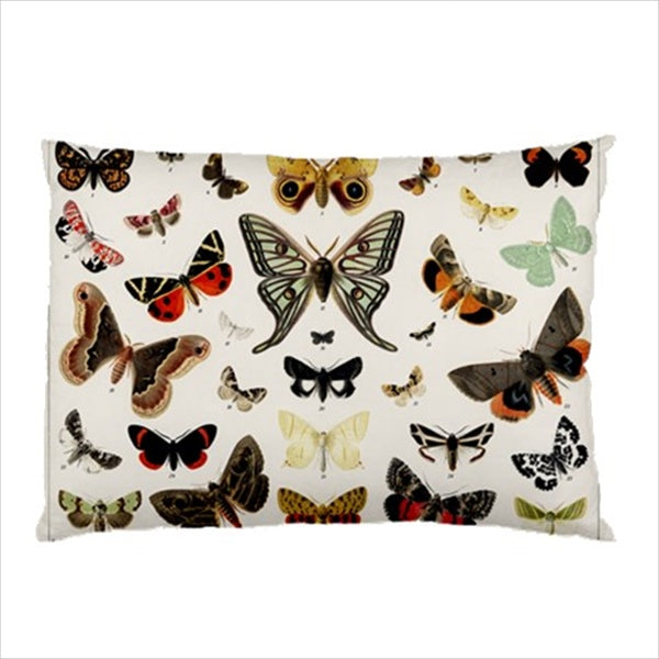 Butterflies Vintage Style Art Print Polyester Bed Pillow Case