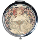 Art Deco Female Woman Alphonse Mucha Makeup Purse Mirror Compact