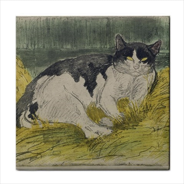 Old Cat Art Nouveau Theophile Steinlen Decorative Ceramic Tile Ceramic Tile