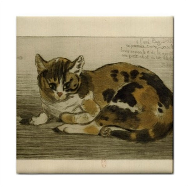 Little Cat Theophile Steinlen Realism Art Decorative Ceramic Tile Ceramic Tile