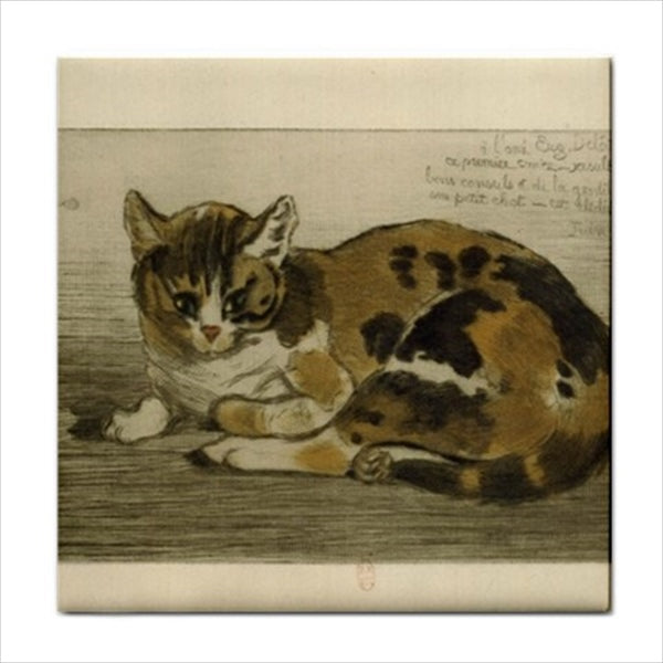 Little Cat Theophile Steinlen Realism Art Decorative Ceramic Tile