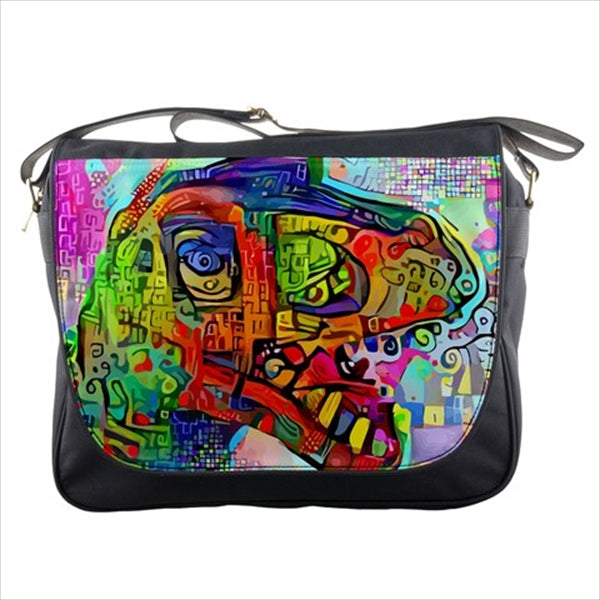 T Rex Dinosaur Colorful Vibrant Art Messenger Bag Messenger Bags