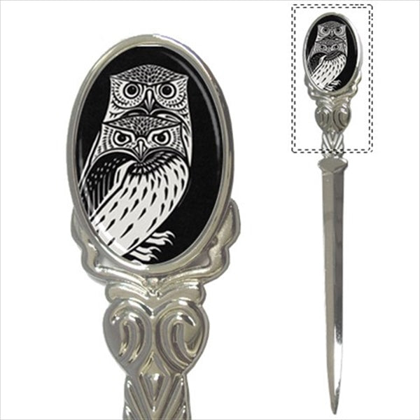 Two Owls Art Nouveau Pewter Mail Letter Opener