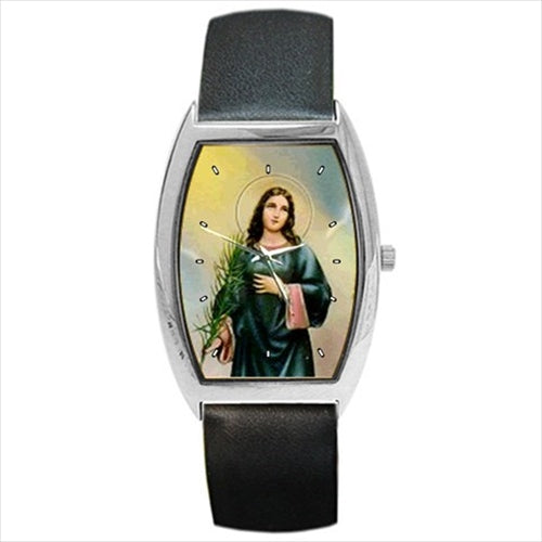 St Agatha Patron Saint Of Breast Cancer Barrel Style Wrist Watch
