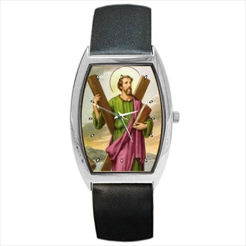 St Andrew Patron Saint Of Singers Fishermen Barrel Style Wrist Watch