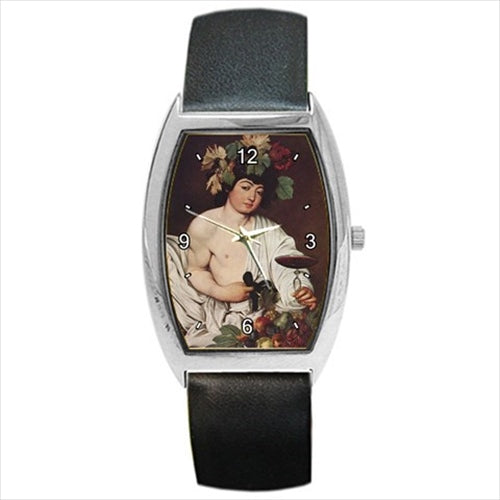 Bacchus God Of Wine Caravaggio Art Barrel Style Wristwatch Unisex Watch Barrel Shape Watch