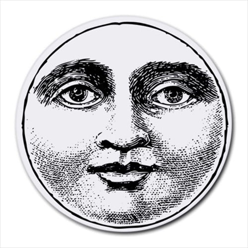 Vintage Moon Face Art Round Computer Mouse Pad Round Mouse Pad