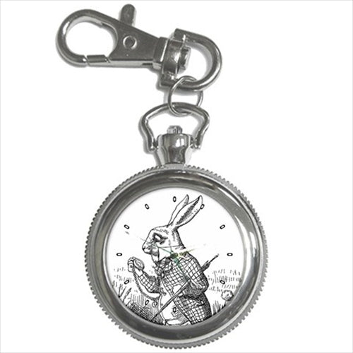 White Rabbit I'm Late Alice In Wonderland Key Chain Watch