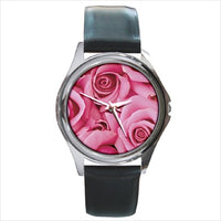 Pink Rose Petals Flower Round Unisex Wristwatch Watch