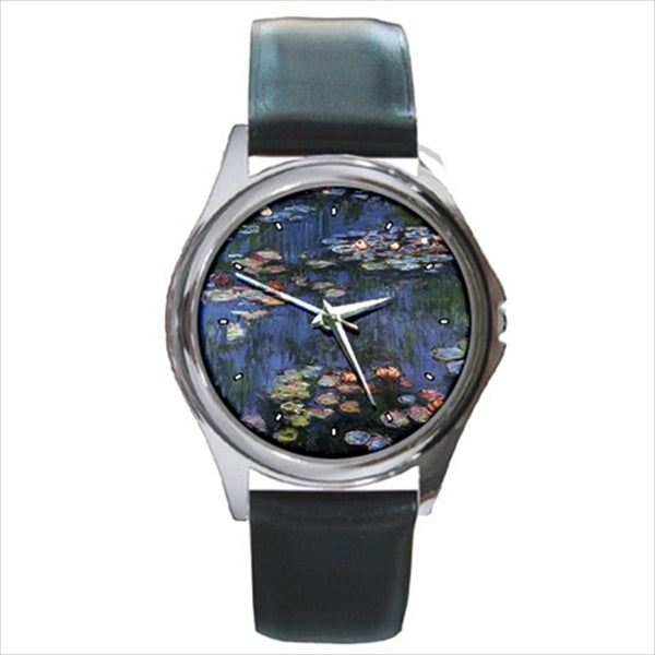 Water Lilies Claude Monet Impressionist Art Round Wristwatch Unisex Watch Watches