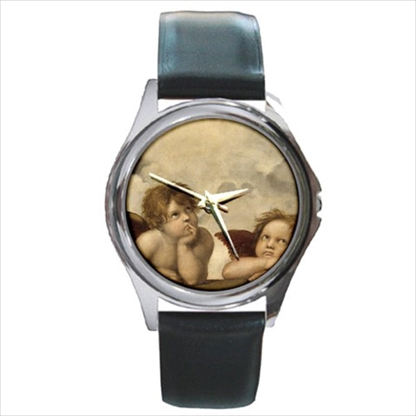 Angels Cherubs Of The Sistine Chapel Raphael Art Round Wristwatch Unisex Watch