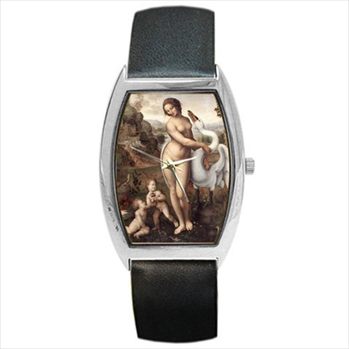 Leda And The Swan Da Vinci Art Barrel Style Wristwatch Unisex Watch