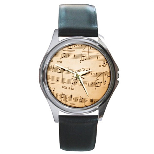 Sheet Music Notes Round Unisex Wristwatch Watch