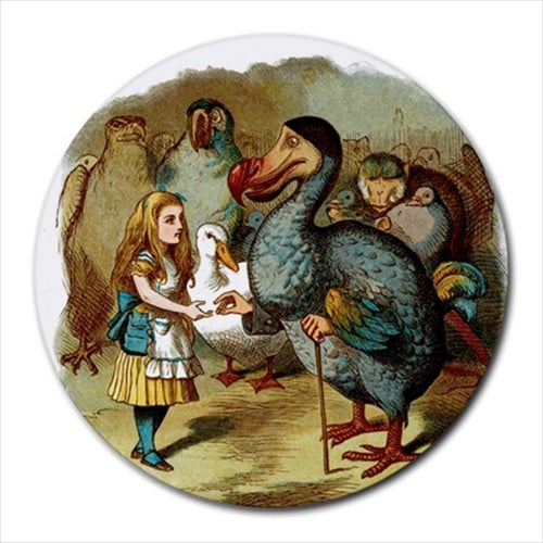 Alice In Wonderland Meets The Dodo Art Round Computer Mouse Pad