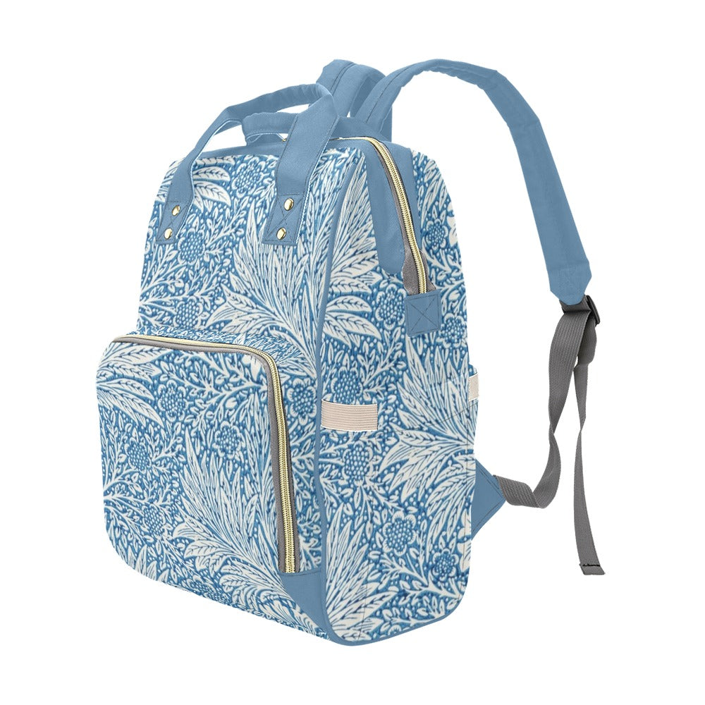 Diaper Bag Backpack Blue William Morris Pattern