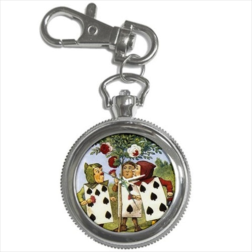 Alice In Wonderland Painting Roses Red Art Key Chain Watch