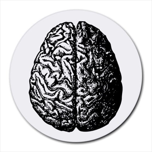 Human Brain Vintage Art Round Computer Mouse Pad Round Mouse Pad