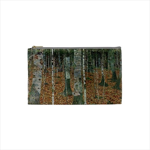 Birch Forest Trees Klimt Art Cosmetic Trinket Zippered Pouch Bag 7 by 4 Inch Pouch