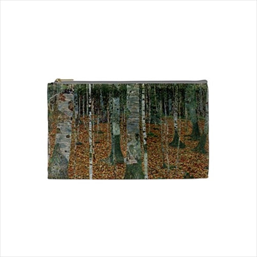 Birch Forest Trees Klimt Art Cosmetic Trinket Zippered Pouch Bag