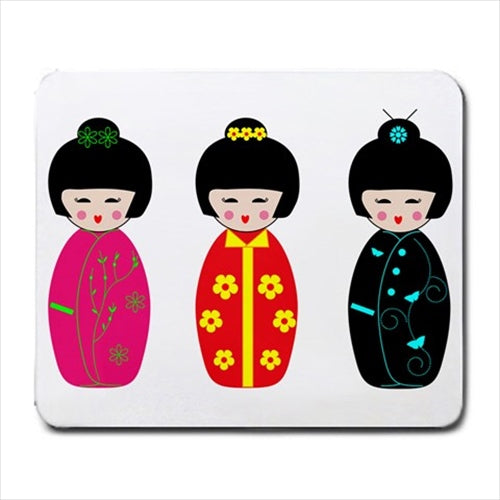 Kokeshi Dolls Japanese Art Computer Mat Mouse Pad Mouse Pad