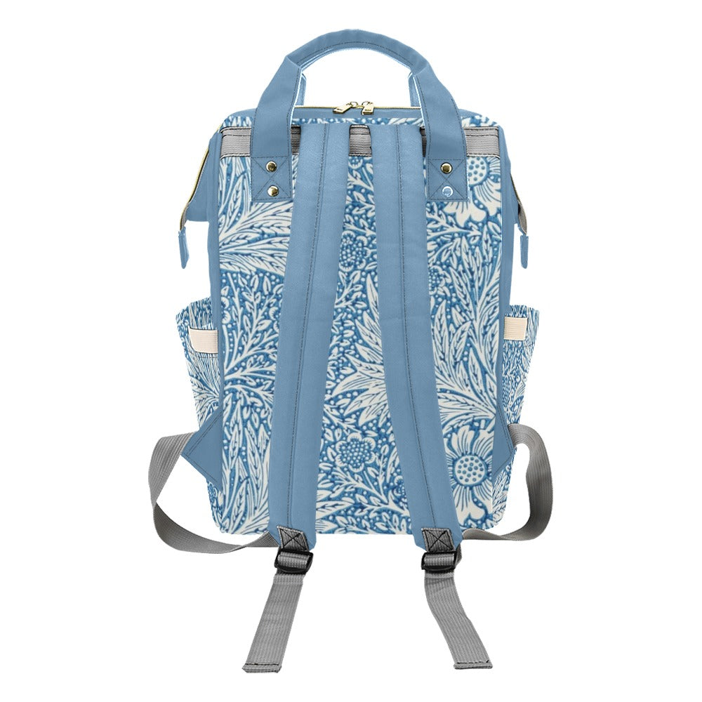 Diaper Bag Backpack Blue William Morris Pattern