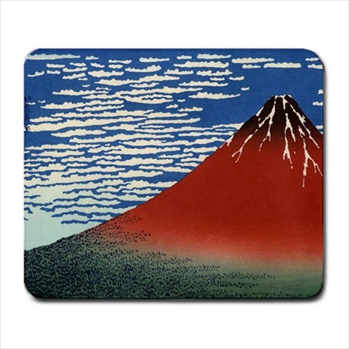 Red Mount Fuji Hokusai Japanese Art Computer Mat Mouse Pad