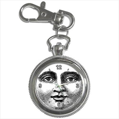 Moon Face Vintage Illustration Art Key Chain Watch