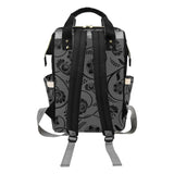 Diaper Bag Backpack Black Gray Floral Pattern