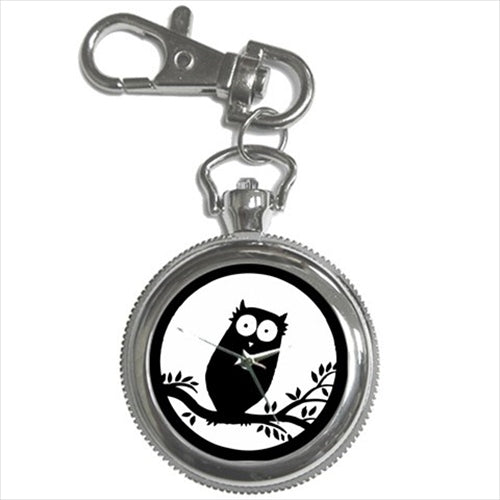 Owl On Tree Branch Illustration Art Key Chain Watch