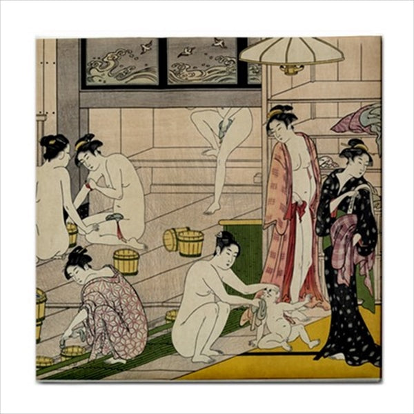 Japanese Onsen Bath Ceramic Tile Art